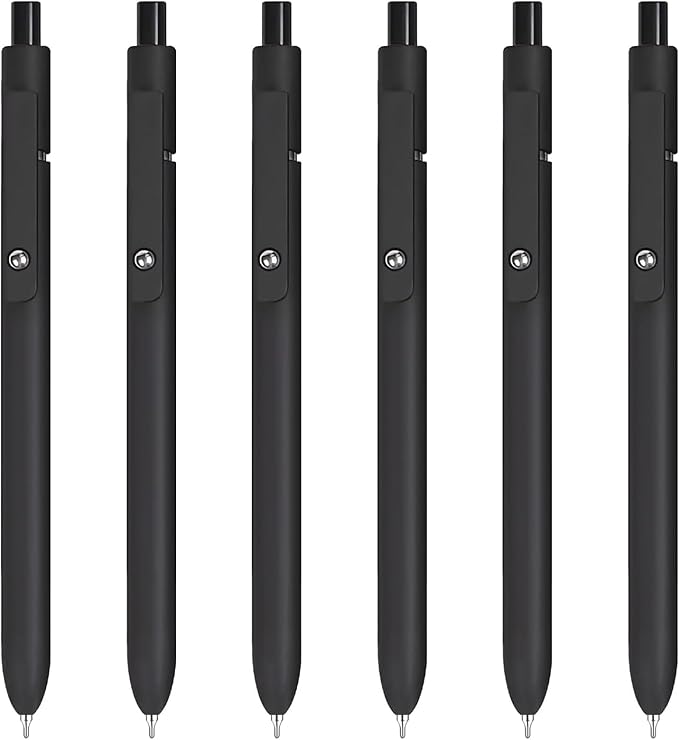 Gel Pens, 6PCS 0.5mm Black Ink Fine Point Pens With Smooth Writing, Office Supplies, Anniversary Birthday Gifts for Men Women, Quick Dry Pen For Journaling, Nurse Aesthetic Pen (Elegant Black)
