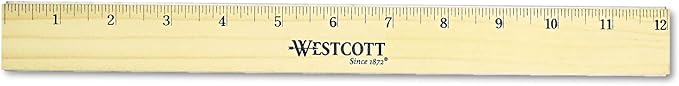 Westcott Ruler with Double Brass Edge, 12-Inch (05221), Wood