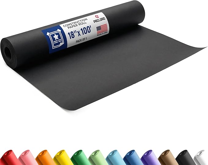 Black Construction Paper Roll 18" x 100 ft – Made in USA – 18" Bulletin Board Paper for Classroom & School, Teachers & Kids