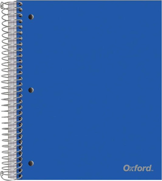 Oxford 3 Subject Notebook, Wirebound, 11" x 9", Assorted Covers (No Color Choice), 150 Sheets, College Ruled, Perforated, Poly Cover (10586)