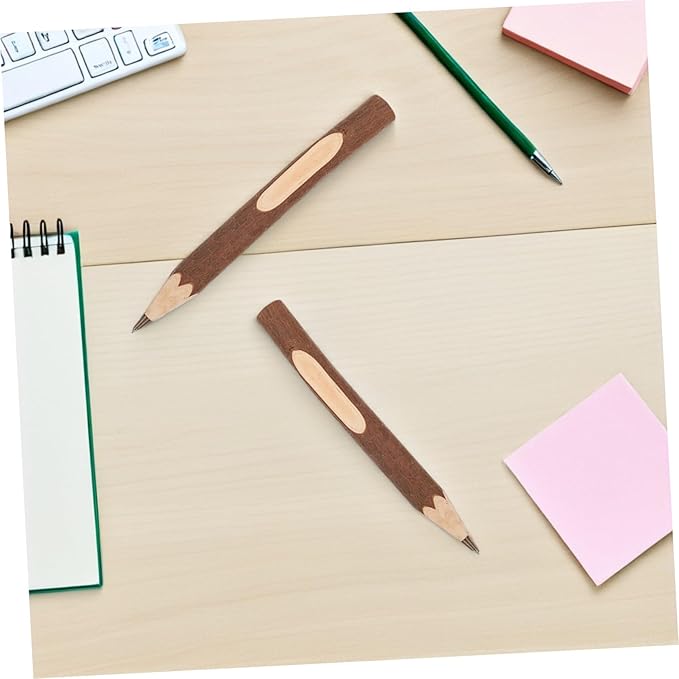 Natural Wood Ballpoint Pens 13cm, Tree Bark Surface, Biodegradable Small Ballpoint Pens 10pcs, Lightweight Portable Writing Accessories for Office and School Use