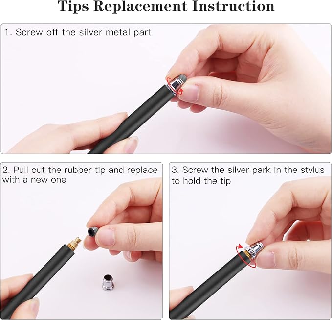 METRO Universal Stylus Pens for Touch Screens - High Sensitivity Capacitive Stylus Fiber Tips 2 in 1 Touch Screen Pen for iPad iPhone and All Other Tablets & Cell Phones (Black/Blue/Purple/Pink)