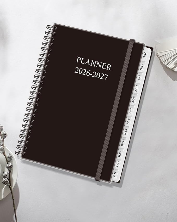 Academic Planner 2026-2027 - Weekly & Monthly Planner from July 2026 to June 2027, Agenda 2026 2027 with Inner Pocket, Elastic Band, 6.4" x 8.5", Black
