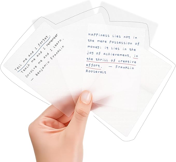 150 Sheets Clear Transparent Sticky Notes 3.7"x 2.7", Waterproof, Self-Stick Notes, Easy to Post for Office, Home, Notebook, Meeting, Office Supplies, Suitable for Most Pens
