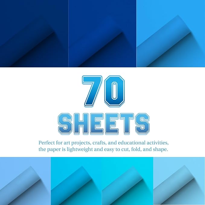 Construction Paper 8.5x11 in,70 Sheets,Set of 7 Colors 178GSM/65LB Heavyweight Construction Paper,Crafts,Arts,School Classroom Art Supplies Assorted Colors Bulk Paper