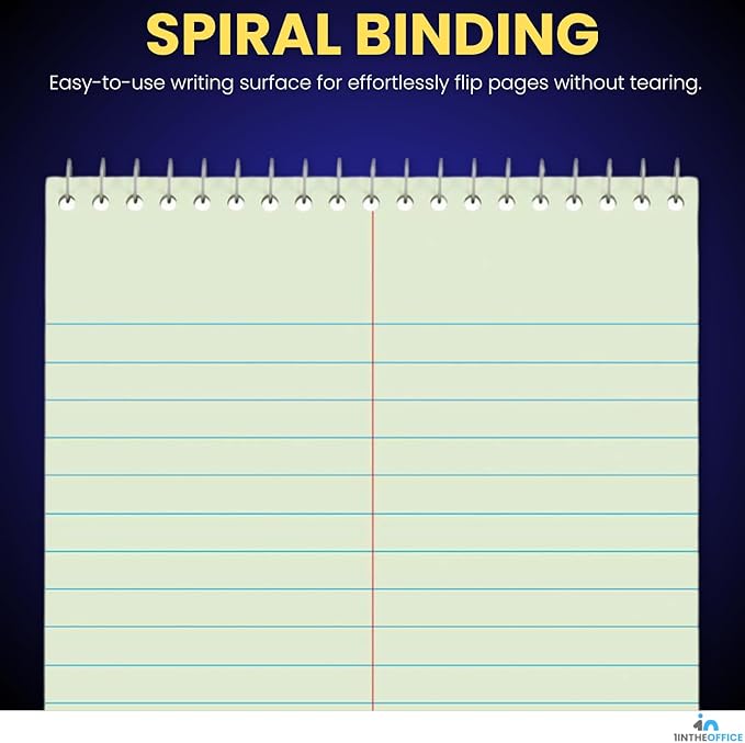 1InTheOffice Steno Pads 6x9, Steno Pads, Spiral Steno Pads, Gregg Rule, Green Tint, 6 x 9, 80 Sheets, 6/Pack