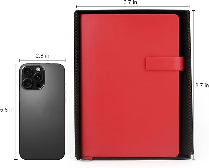 Soft Cover Leather Journal Notebook A5 Lined 212 Pages 5x8.25 Inches with Strap Closure Travel Work School Writing Journaling Notebooks for Women Men Gift Box Packaging Red
