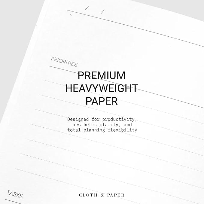 Cloth & Paper Travel Notebook | Undated Daily Planner – Leche | Pocket Plus Daily Planner 3.2" x 6" | Productivity Planner with Schedule, Priorities, Task Layout for Daily Planning – Soft Touch Cover
