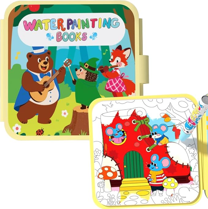 BATHKITS Magic Water Coloring Books for Kids, Reusable Water Painting Books with Water Pen, Fairy Tale Themes,No Mess Paint, Travel Activity Toy, Ages 3+