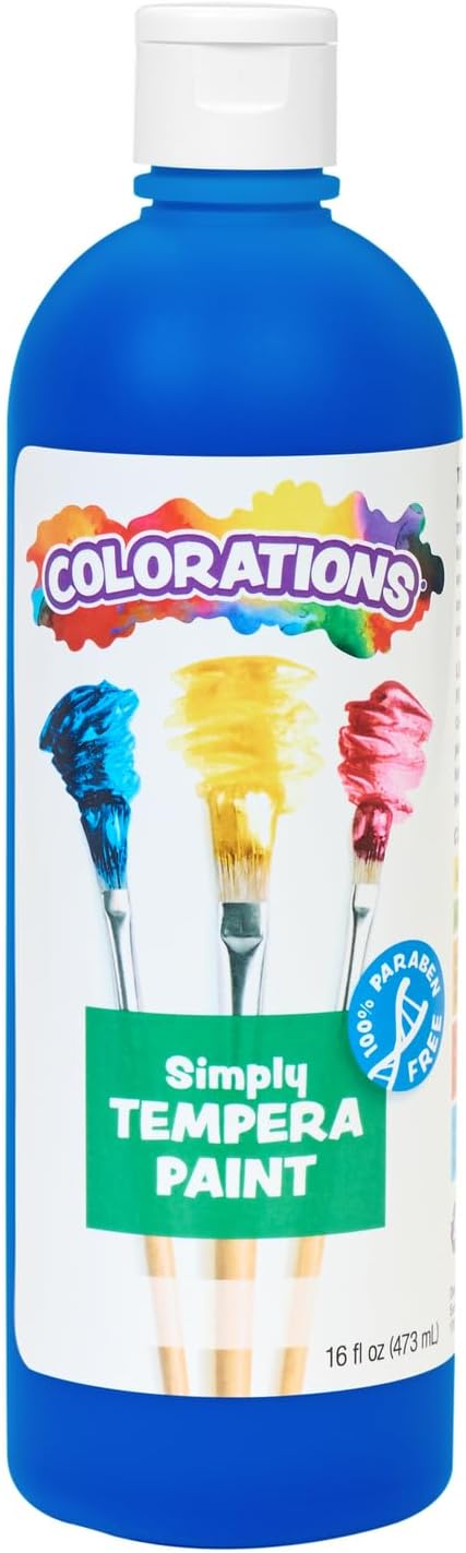 Colorations Paraben-Free Tempera Paint for Kids - Blue, 16 Ounce Bottle, Non-Toxic and Made in The USA