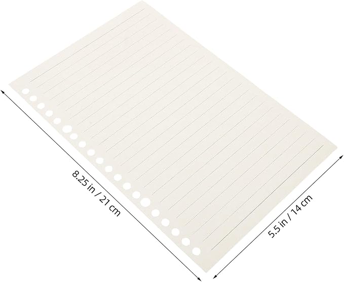 Loose Leaf Notebook Paper Refill, A5 Lined Loose Leaf Paper 20-hole Thick Reinforced Pages, 60 Sheets Planner Replacement for Refillable Binder, Journal and Travel Organizer