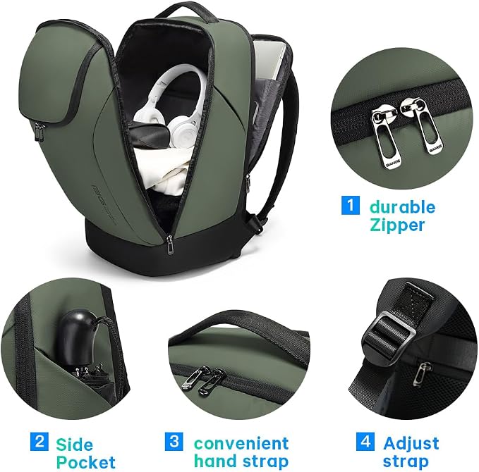 BANGE Business Commute Backpack Waterproof fit 15.6 Inch adopt in Commute,Travel Durable Backpack (Green)