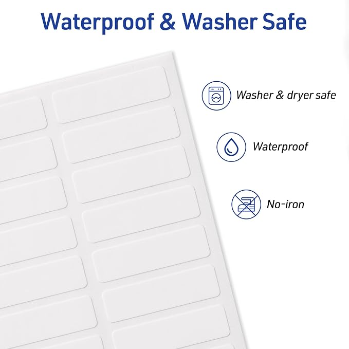 Avery No-Iron Fabric Labels, 1/2" x 1-3/4", Washer and Dryer-Safe Waterproof Labels, Non-Printable, 54 Total (40720) (Pack of 2)