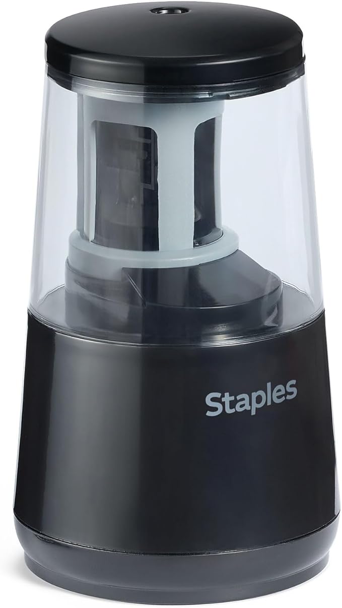 Staples Dual Powered Pencil Sharpener, Black – Everyday Electric or Battery Sharpener for Office & Home Desks