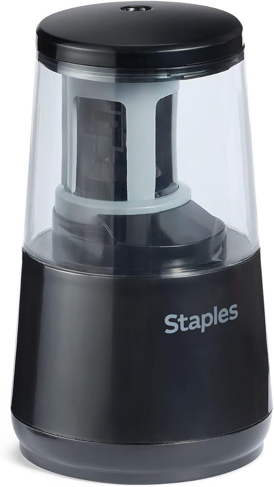 Staples Dual Powered Pencil Sharpener, Black – Everyday Electric or Battery Sharpener for Office & Home Desks