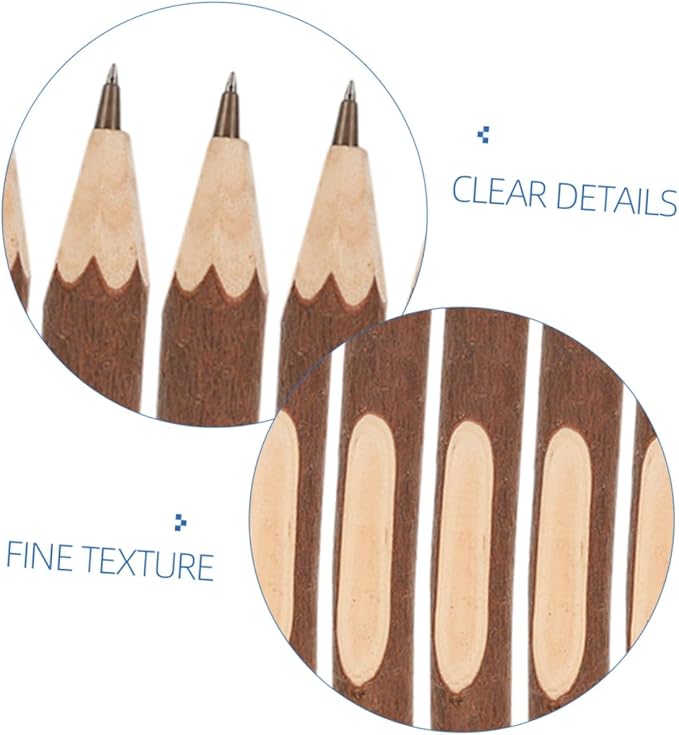 ABOOFAN Natural Wood Ballpoint Pens 13cm, Portable Writing Supplies 10pcs Biodegradable Tree Bark Design, Smooth Fine Point for Office and School Use