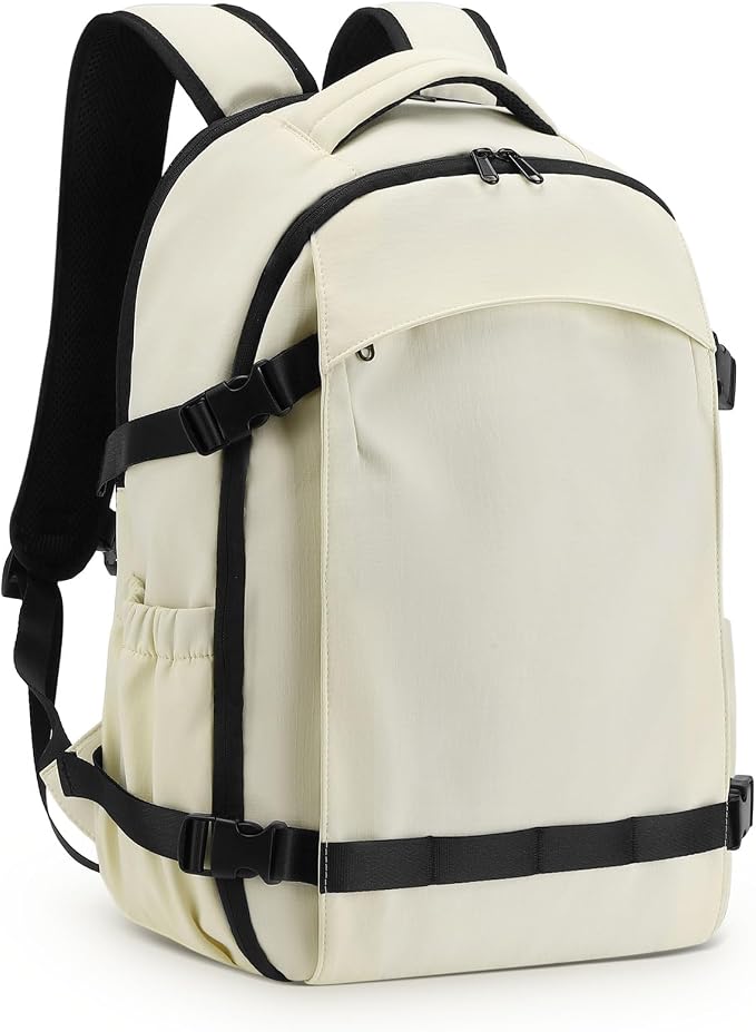 Travel Backpack for Women Men Lightweight Laptop Daypack Beige | fit 5.6" Laptop,TSA Approved Carry on Bag, Personal Item Travel Backpack