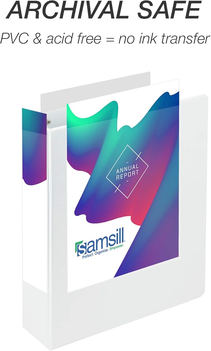 Samsill Durable 2 inch 3 Ring Binder, D Ring Binder, 100% Recycled Chipboard, White, 4 Pack