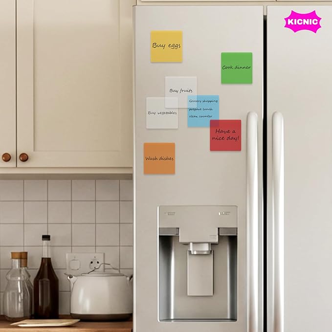KICNIC Transparent Sticky Notes, 240 Pcs 3x3 Inch, Self-Adhesive Waterproof, See-Through Translucent Sticky Notes for Books, Bible, Page Markers, School Office College Supplies (Clear White)
