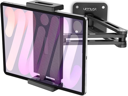 Urmust Adjustable Tablet Wall Mount, iPad Wall Mount Holder with 360° Swivel, Extendable Wall Holder for 4.7-13" Phones & Tablets, Long Arm Foldable Bracket for iPad Pro/Air/Mini,Galaxy Tab, Kindle