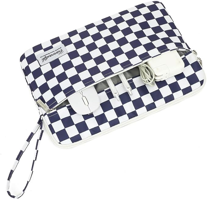 Canvaslife Laptop Sleeve Case Cover with Pocket for MacBook Pro 14 inch and 14 inch-14.4 inch HP, Lenovo, Dell, ASUS, Acer Notebook Computer (Deep Blue Checker)