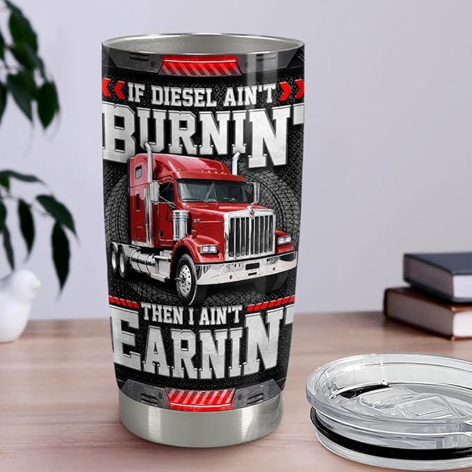 SANDJEST Truck Driver Tumbler 20oz Stainless Steel Insulated Travel Mug Cup for Men Dad Husband Trucker Gifts for Birthday Christmas Fathers Day