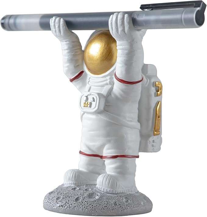 Astronaut Pen Pencil Holder Stand for Desk, Resin Pen Display Stand Pencil Display Holder for Home Office Gifts, Standing Astronaut Pen Holder
