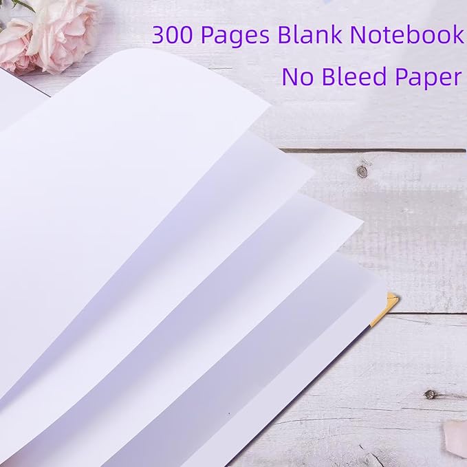 Blank Spiral Notebook, Sketch Book, 8.5" x 11", 300 Pages Hardcover Leather Sketchbook, Large Unlined Notebook Journal for Women Men, No Bleed Thick Paper Sketchbook for Drawing, Pink Sketch Books