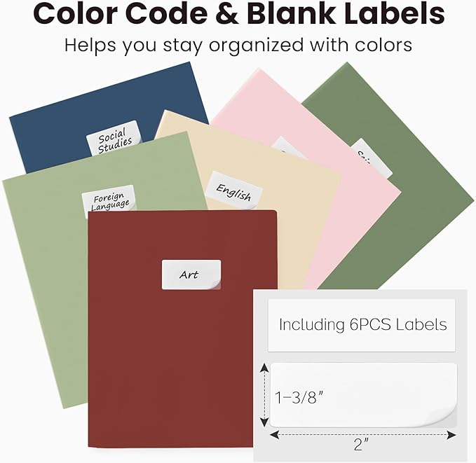 Sooez 6Pack Folders with Pockets, Pocket Folders with Extra Labels, Plastic Folders with Pockets, 2 Pocket Folders Bulk, Heavy Duty File Folders, School Folders Business Folder Office Filing Supplies