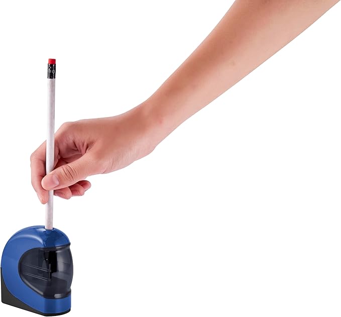 Lockermate Auto Stop Battery Operated Personal Sized Pencil Sharpener, Blue