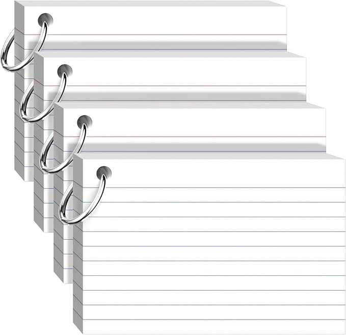 Index Cards 4x6 with Ring, 160 Sheets, Ruled White Flash Cards for Effective Studying and Note-Taking, Note Cards, Essential School Supplies for College & Office, Home Organization & Study Supplies