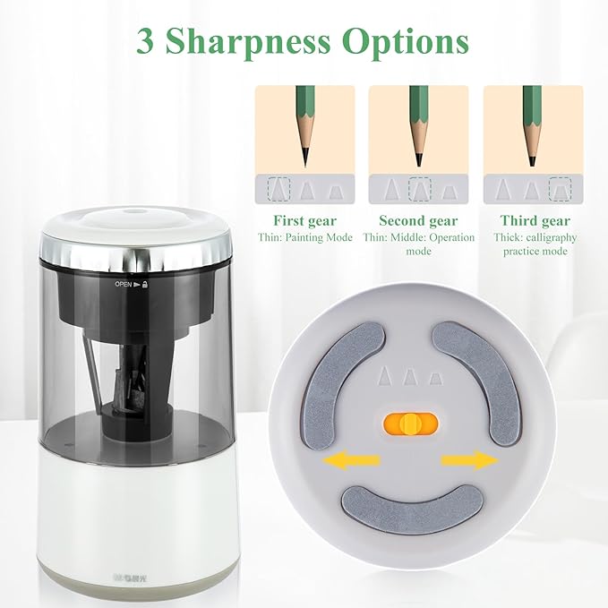M&G White Electric Pencil Sharpener, Portable Automatic Pencil Sharpener for Colored Pencils, Auto Stop,Fully Automatic Sharp & Fast, USB Operated for 7-8mm Pencils for Kids, School, Office, Home