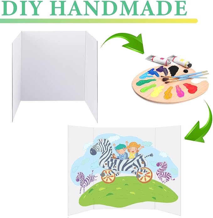 3 pcs Small White Tri-Fold Display Boards, 21 x 14 Inches Corrugated Trifold Poster Boards for School Projects, Science Fairs, Business Presentations and Exhibitions