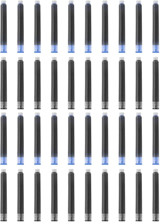 YUNCHUN 40PCS Fountain Pen Ink Refills, 3.4 mm Ink Cartridges Sets for Hongdian, Ink Pen Writing Supplies International Standard Ink Refills, Smooth Writing, Large Capacity and Easy Carry Black + Blue