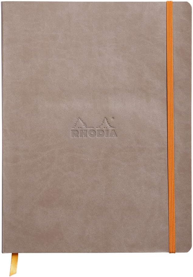 Rhodia Rhodiarama SoftCover Notebook - 80 Lined Sheets - 9 3/4 x 7 1/2 - Taupe Cover (117504C)