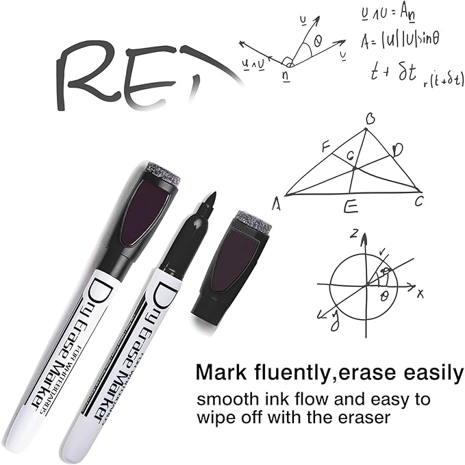 Volcanics Magnetic Dry Erase Markers With Eraser Cap Low Odor Fine Tip Whiteboard Pens Markers for Kids Thin Box of 12, Blue