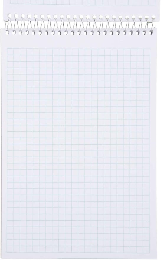 Mintra Office Steno Books Set - Top-Spiral Bound, Graph Ruled, 70 White Sheets, Poly Primary Color Covered Notebooks for Office, Professional, School & Work, Note-taking, Writing Pads, 6"x9", 4 Pack