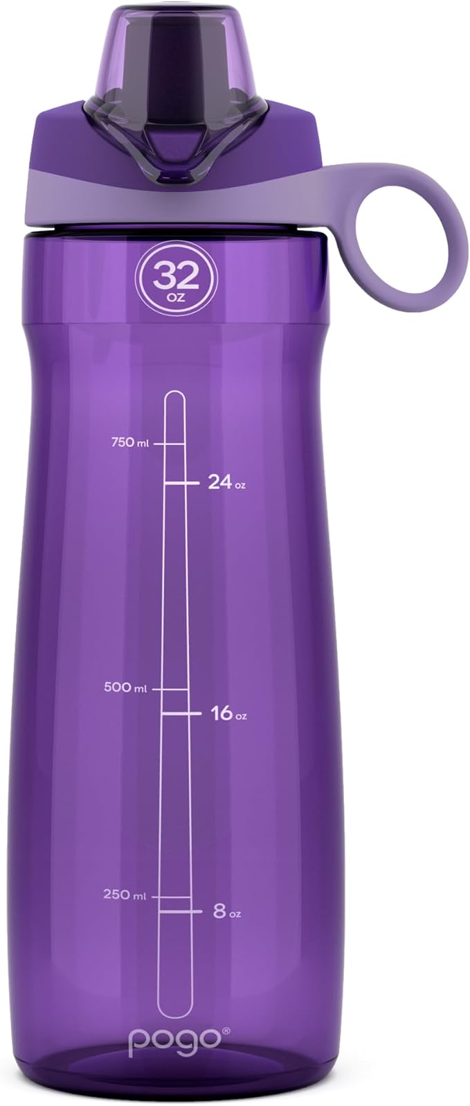 Pogo BPA-Free Plastic Water Bottle with Chug Lid, Purple, 32 oz.