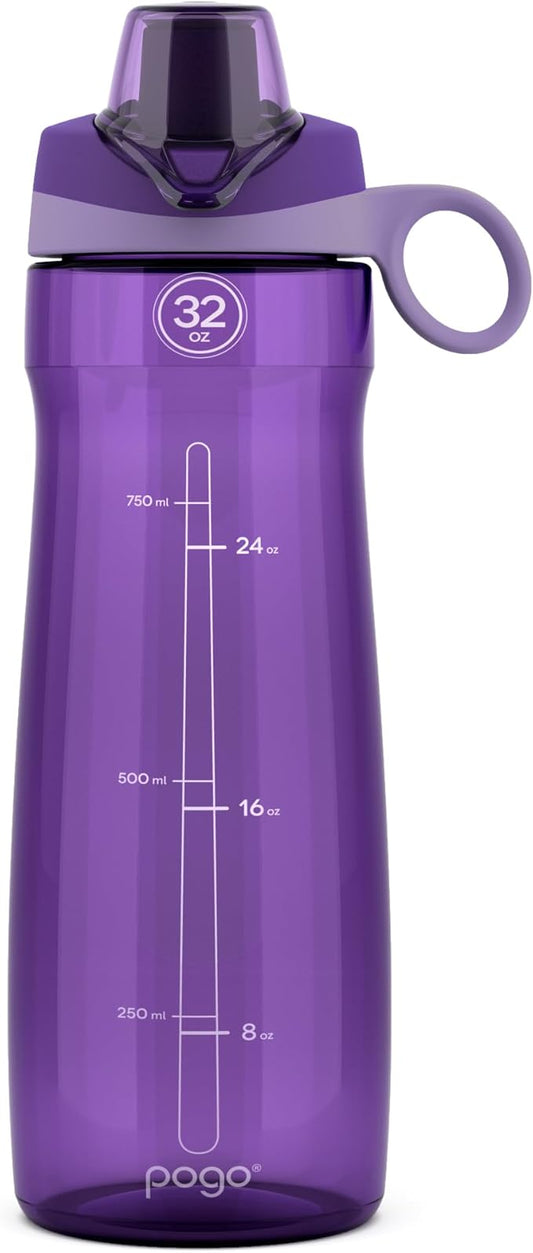 Pogo BPA-Free Plastic Water Bottle with Chug Lid, Purple, 32 oz.