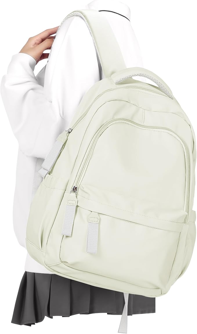 winspansy Small Backpack For School Girls Boys Aesthetic Lightweight Travel Daypack Simple Cute Backpack For Women Men College High School Bookbag Fit 14 Inch Laptop,Beige