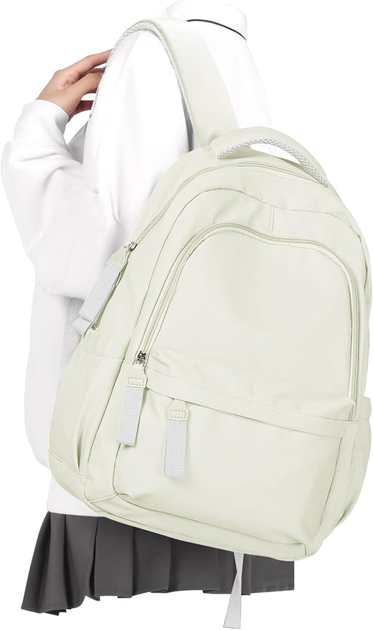 winspansy Small Backpack For School Girls Boys Aesthetic Lightweight Travel Daypack Simple Cute Backpack For Women Men College High School Bookbag Fit 14 Inch Laptop,Beige