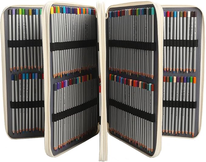 Portable Colored 384 Slots Pencil case Organizer with Printing Pattern for Watercolor Pens or Markers, Pencil Case Organizer for Artist