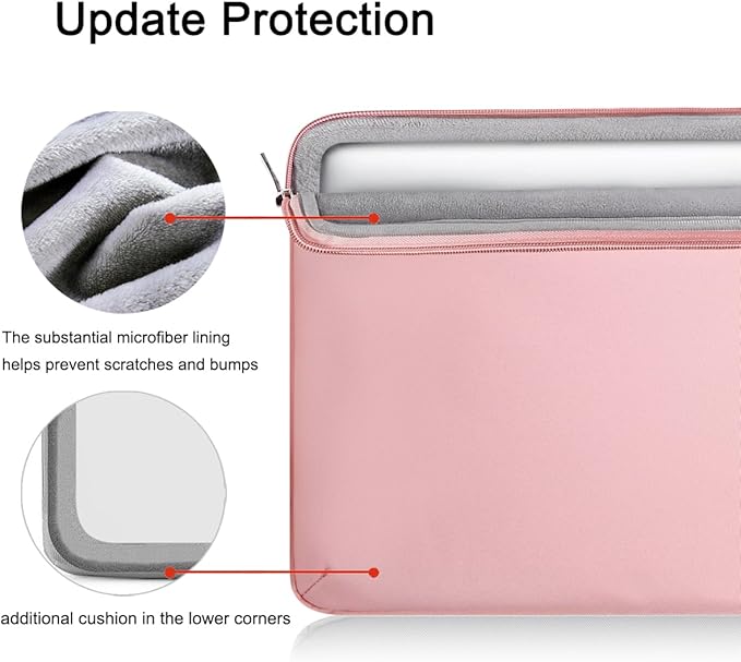 Voova Laptop Sleeve Case 15.6 16 Inch with Handle, 360° Protective Waterproof Slim Computer Bag Cover Compatible with MacBook Pro M2/M3/M4 16, HP Acer Lenovo Yoga ThinkPad Asus Laptop, Women, Pink