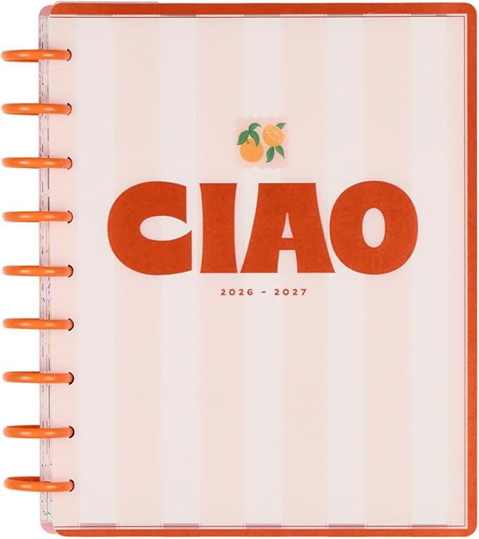 Happy Planner Disc-Bound Planner July 2026–June 2027, Includes 3 Extra Months and 2 Sticker Sheets, Classic Size, 7" x 9.25", Horizontal Layout, Coastal Cottage