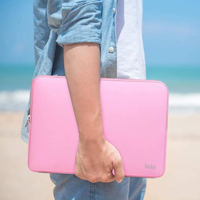 14 Inch Laptop Sleeve, Resistant Neoprene Laptop Sleeve/Notebook Computer Pocket Case/Tablet Briefcase Carrying Bag for 14 inch HP, Lenovo, Asus Notebook, Ultrabook, Pink