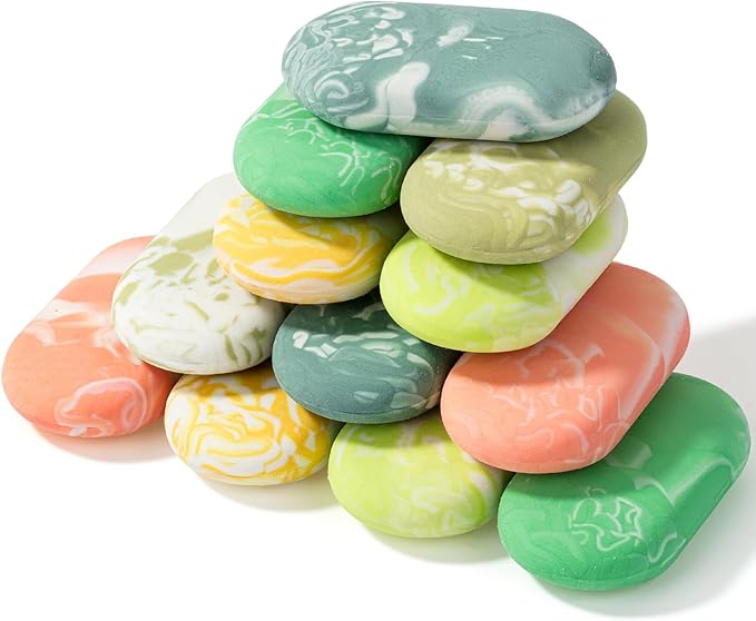 Mr. Pen- Marble Pencil Erasers, 12 Pack, 1" x 2", Soft Rubber Marble Pencil Erasers for School, Office, Art Sketching, Homework, Exams, Clean Smudge-Free Correction
