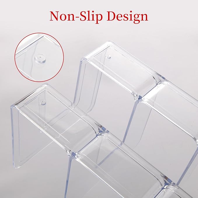 4 Pack Clear Acrylic File Sorter, Sturdy Desktop Book Folder Organizer, 4 Section Purse Handbag Clutch Divider for Closet, Office Storage Rack Holder for Letter, Binder, Document, Electronics