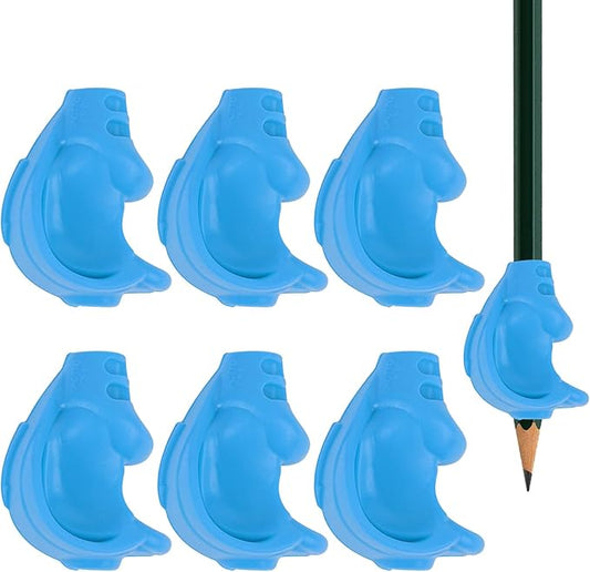 7PCS Kids Pencil Grips, Ergonomic Silicone Writing Aid for Children, Toddlers & Preschoolers, Handwriting Training Grip for Right & Left Hand (Blue)