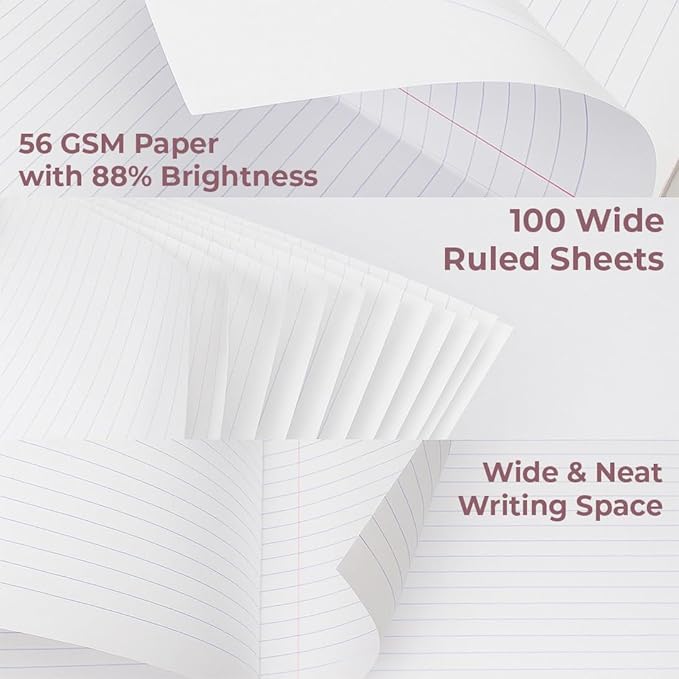Assorted Marble Composition Notebook Wide Ruled (9.75x7.5 in), 100 Sheets | 200 Pages | For School, Office, Students, Teachers (1, Light Pink)