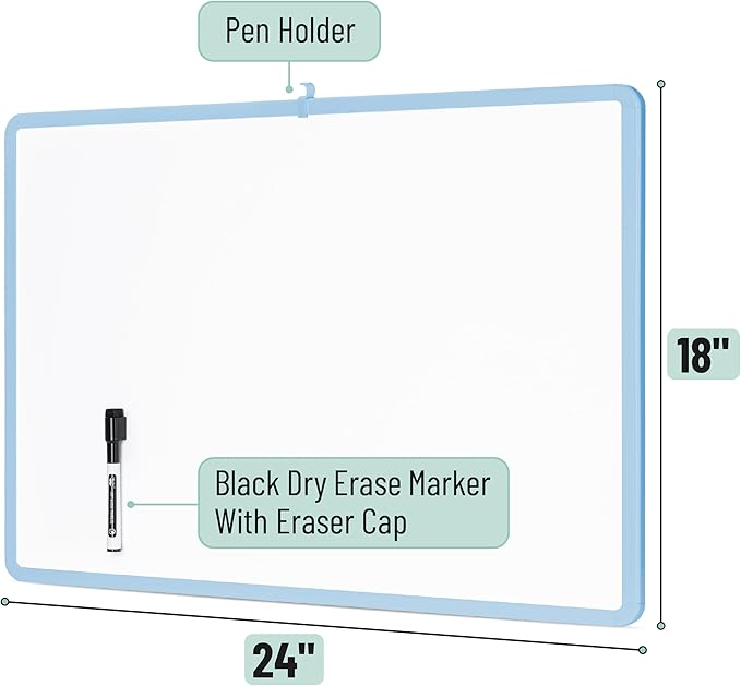 Mr. Pen- Magnetic Whiteboard Dry Erase, 18x24 Inches, Dry Erase Board with Black Fine Point Marker, Magnetic White Board for Students, Home, Office and Classroom